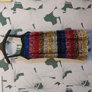 Women's GAP “Crazy Stripe” Sequin Party Holiday Cocktail Dress Size Medium